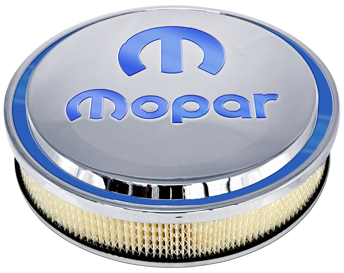 Proform PR440-832 Slant Edge Mopar Air Filter Assembly Polished Finish w/ Blue Emblem