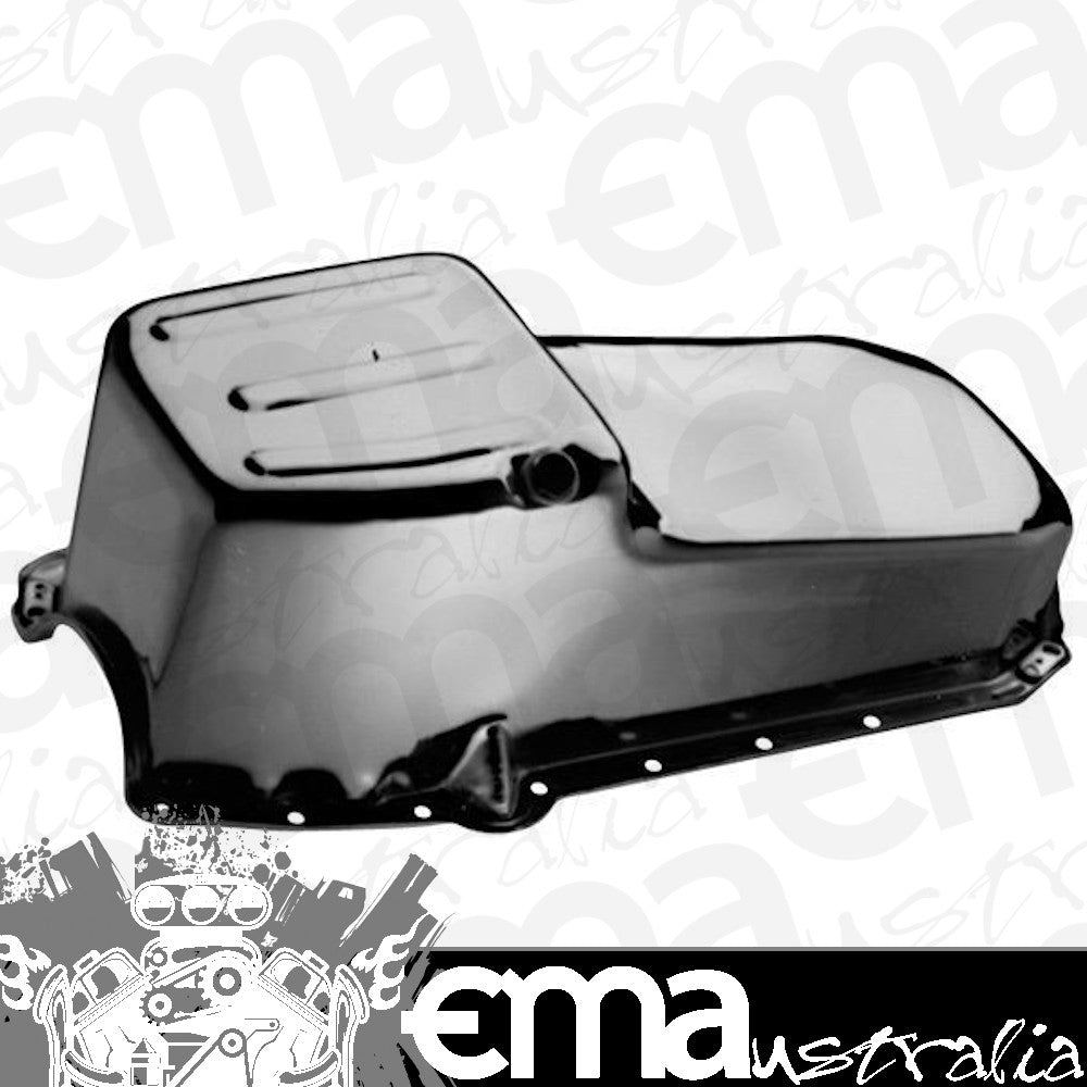 Proform PR66162 Street Oil Pan 4Qt 3.8L Chrome Chev SB V8 1965-79 Lh Dipstick