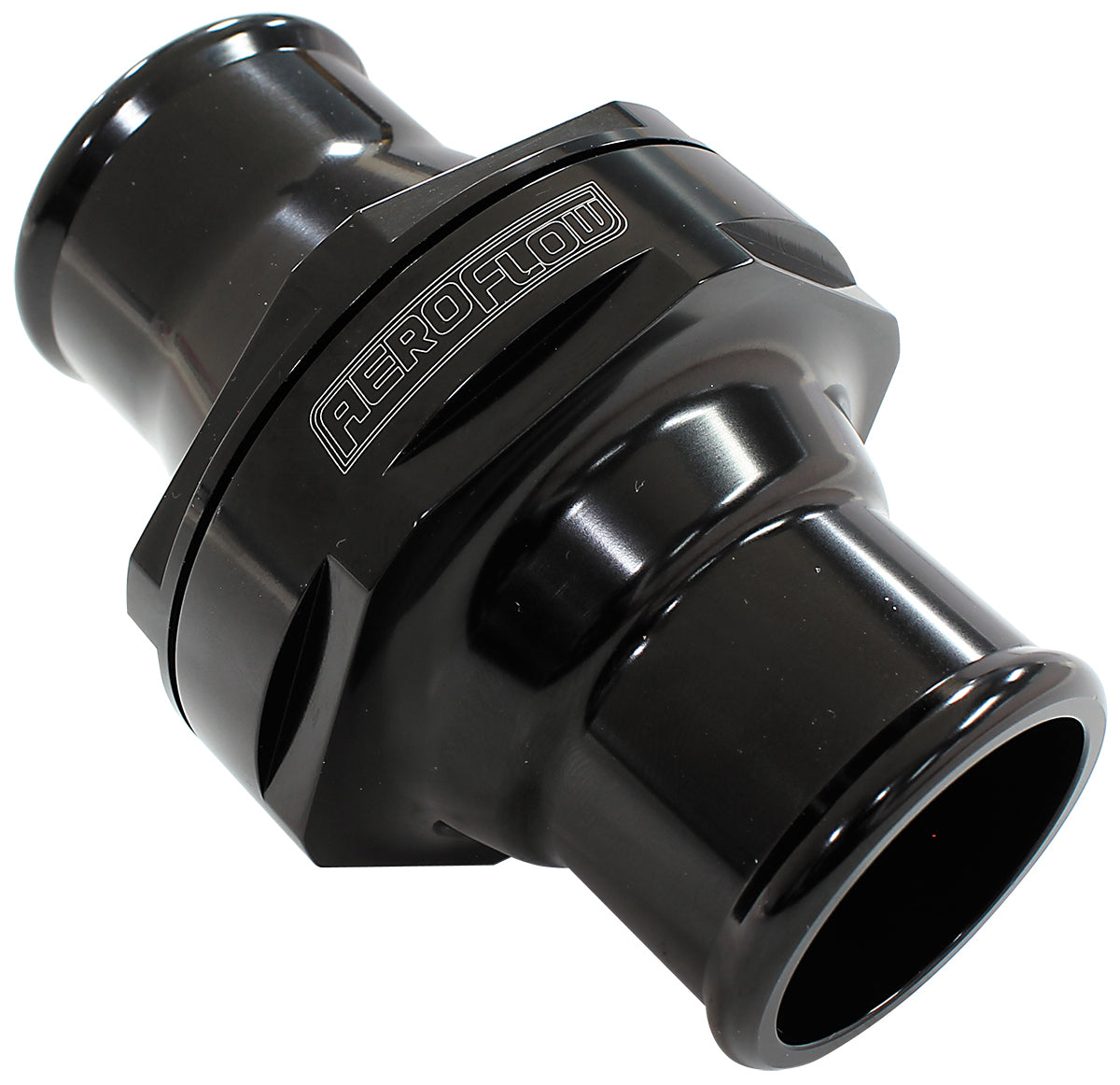 Aeroflow Performance Products AF64-3044BLK INLINE THERMOSTAT HOUSING 1.50" 38MM HOSE BLACK