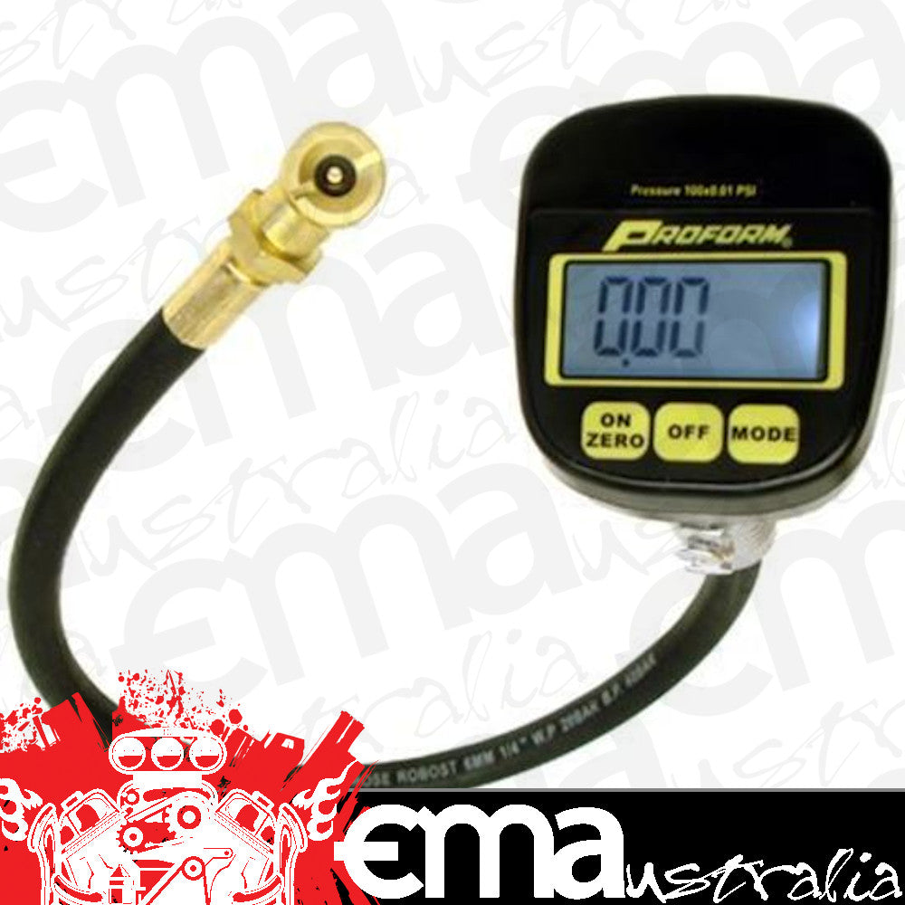 Proform PR67399 Tire Pressure Gauge Digital 0-100 PSI Lighted Bleed Valve 18 In. Hose Length (each)