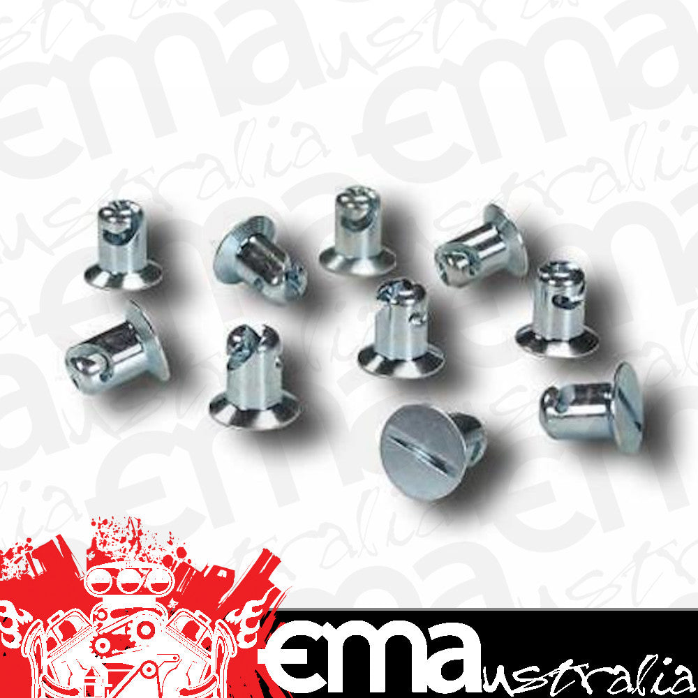 Pro Werks PWC73-586-10 Dzus Buttons 0.600" Grip Length Flat Steel 10 Pack
