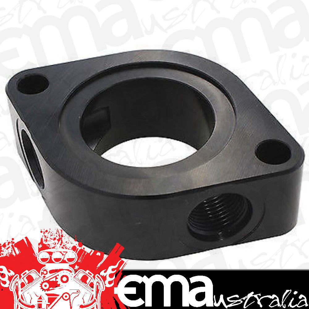 Aeroflow AF64-4051BLK Aeroflow Chev Water Neck Spacer with 2 x -8ORB AUx Port