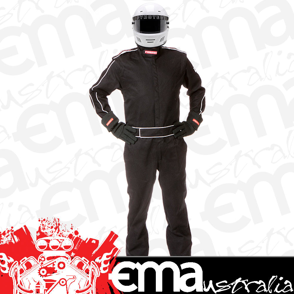 Pyrotect PY210201 Sportsman Deluxe One Piece Black Racing suit Medium SFI-5 Two Layer Nomex