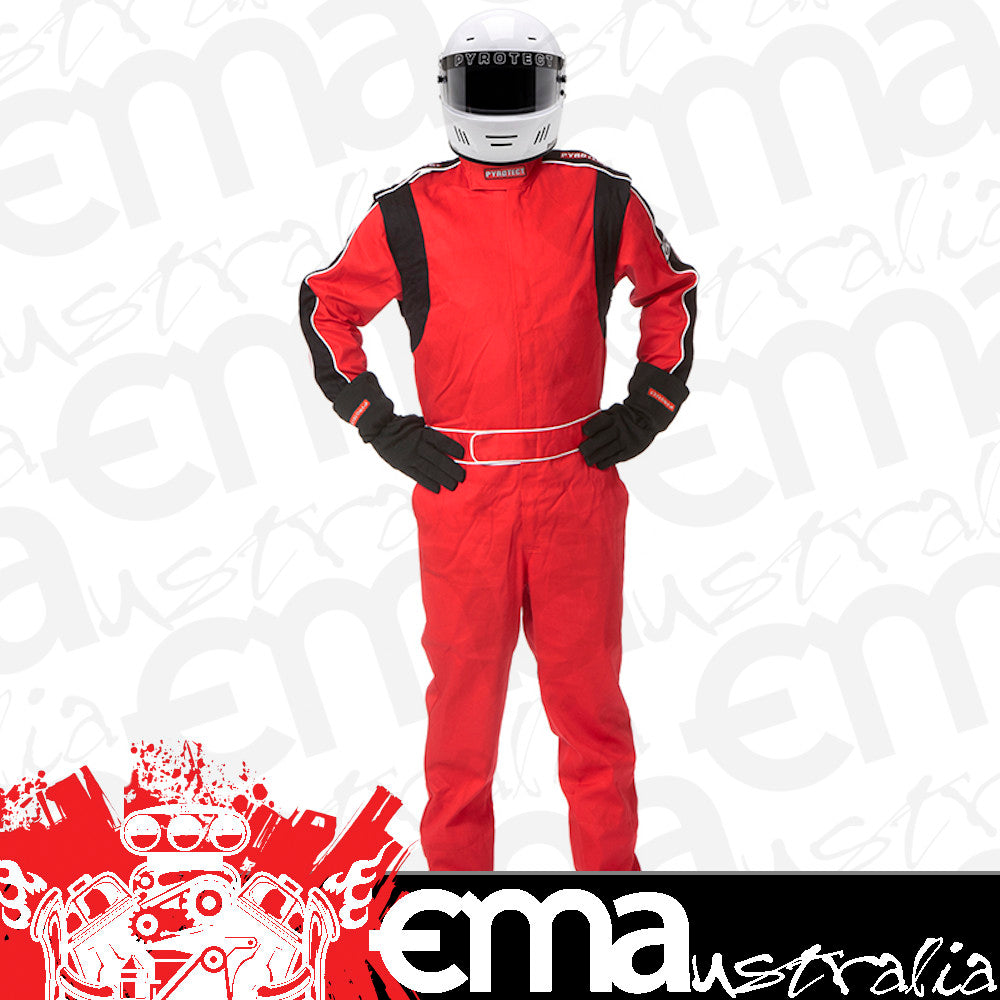Pyrotect PY210402 Sportsman Deluxe One Piece Red Racing suit Large SFI-5 Two Layer Nomex