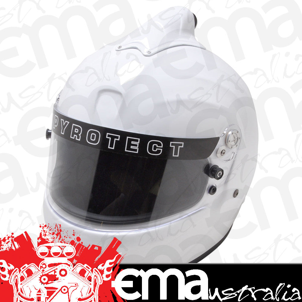 Pyrotect PY8006005 Prosport Full Face Duckbill Top Forced Air Helmet 2x-Large White w/ Clear SHEIld. Snell Sa2015 Rated