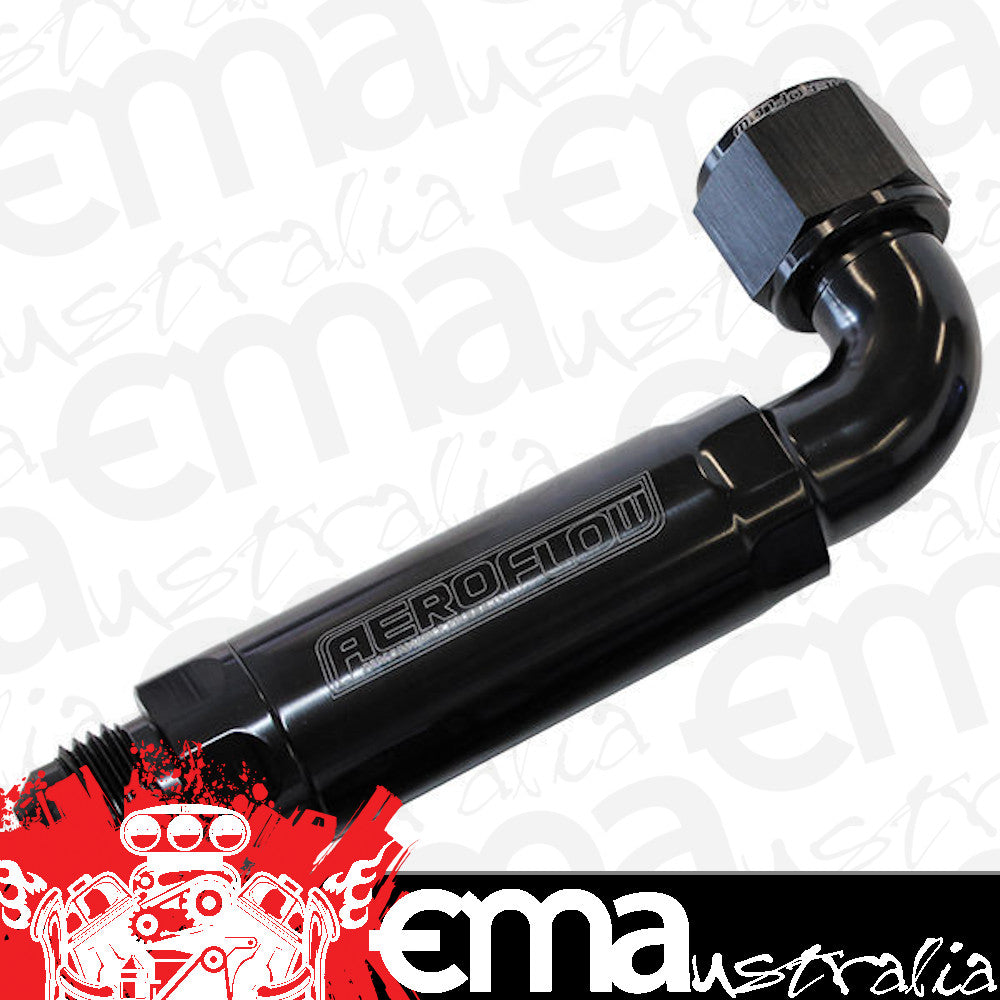 Aeroflow AF64-4100BLK -12AN 90 Deg to Inline Filter For Use with Dry Sump Pans