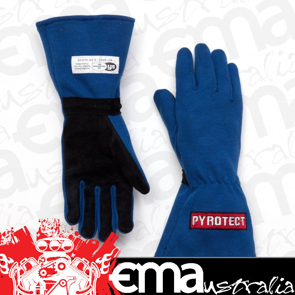 Pyrotect PYG2430000 Two Layer Blue Nomex Racing GlOves Large SFI 3.5/5