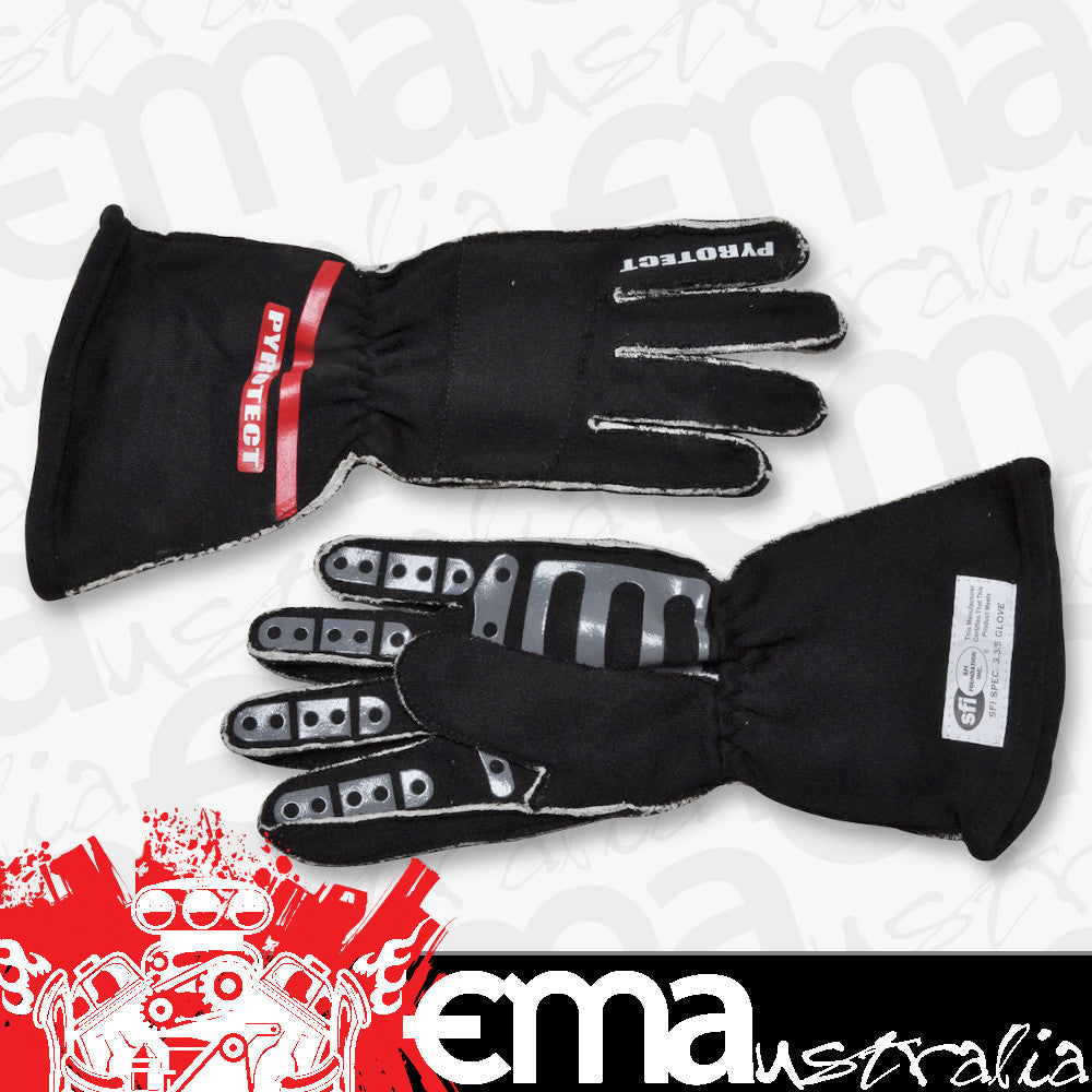 Pyrotect Safety Equipment PYG3410 Pro-Series Two Layer Driving GlOves Large Black SFI 3.5/5