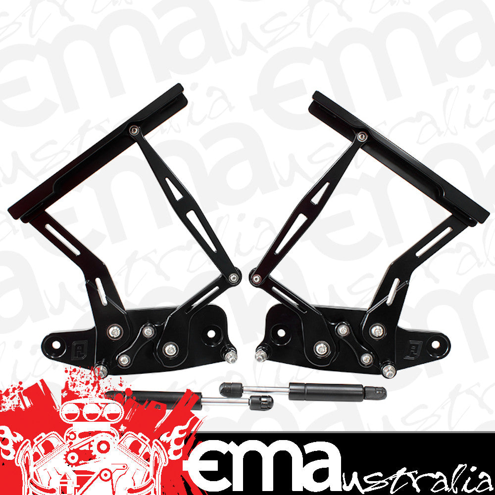 Aeroflow AF64-4129BLK Billet Bonnet Hinge Kit Black Holden Hk - Ht - Hg