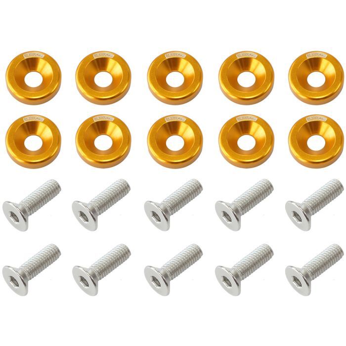 Aeroflow AF64-4374G Billet Dress-Up/Fender Bolt Kit M8 x 1.25mm (20mm UHL) Gold Finish