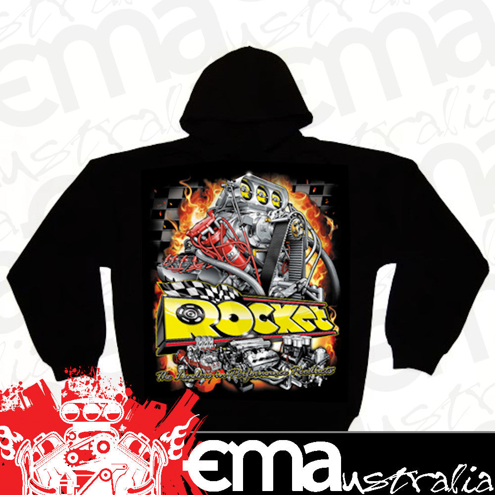 Aeroflow ROCKETHOOD-M Rocket Hoody " Hemi Engine" Black Medium Rocket -Rockethood-M