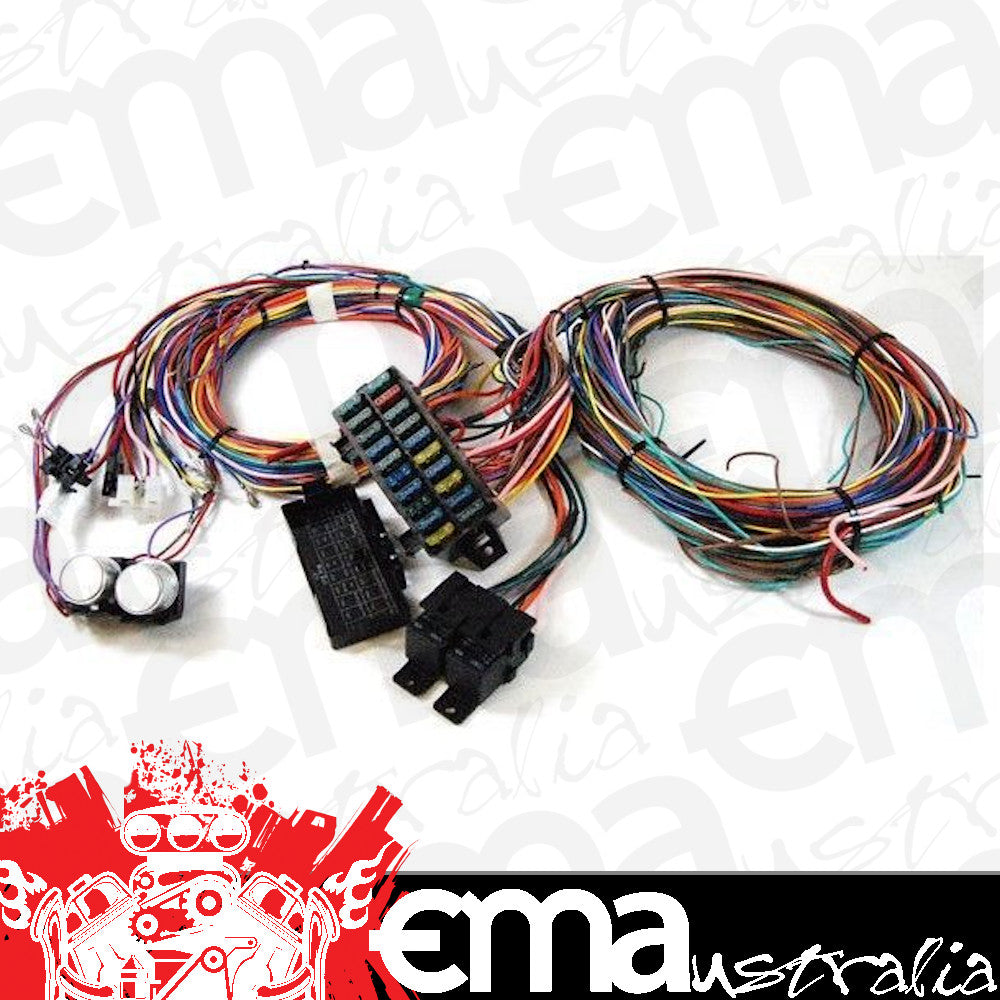 RPC | RPCR1002 | RPC Universal 20 Circuit Mini Fuse Box Wire Harness Kit w/Switch Assy