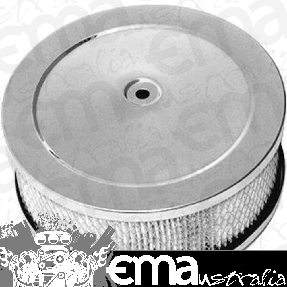 Racing Power Company (RPC) RPCR2292 RPC 6-3/8" x 2-1/2" Chrome Steel Muscle Car Style Air Cleaner w/ Raised Base & Paper Element fits Single Quad Carburettors w/ 5-1/8"Neck Steel