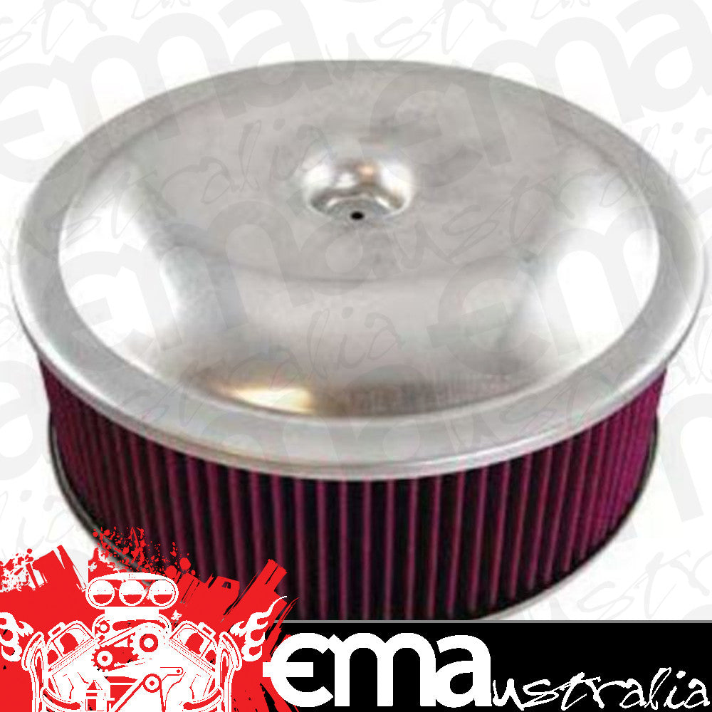 RPC RPCR2293 Round Spun Aluminium Air Cleaner Set 14' x 3' fits Carburettors w/5.125' Neck Off-Set Base