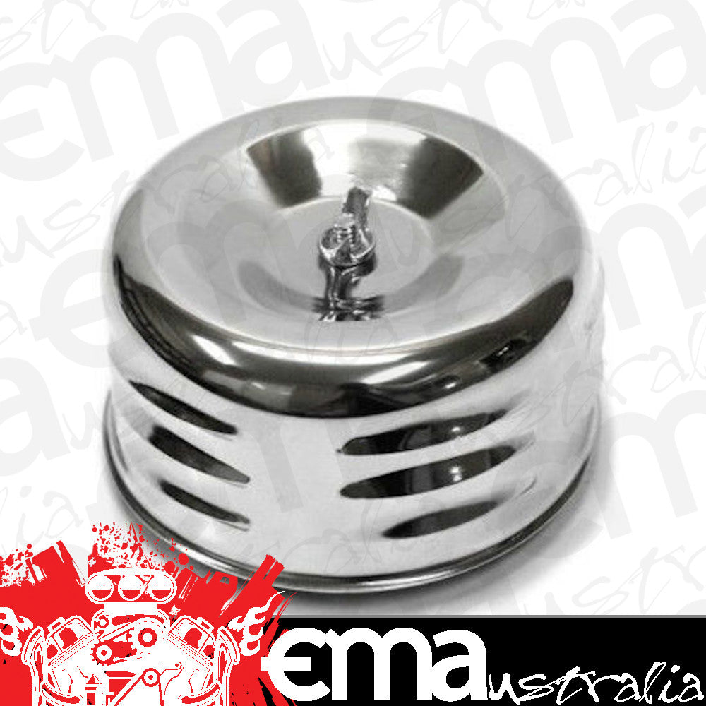 RPC RPCR2339 Chrome Louvered Air Cleaner 4" x 2-7/8" Raised Base 2-5/8" Neck