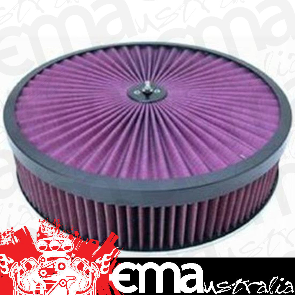 RPC RPCR2446x Round Super Flow Air Cleaner Set 14' x 3' Black Coated Aluminum Trimmed Top Dominator Chrome Plated Steel Base