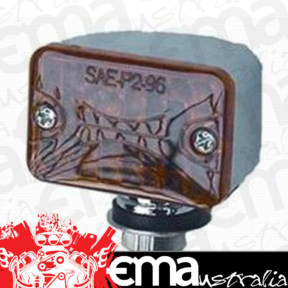 RPC RPCR31-582 Chrome Large Turn Signal Light w/ Amber Lens Single Filament Bulb 2-3/4" W x 1-1/8" H x 2" D