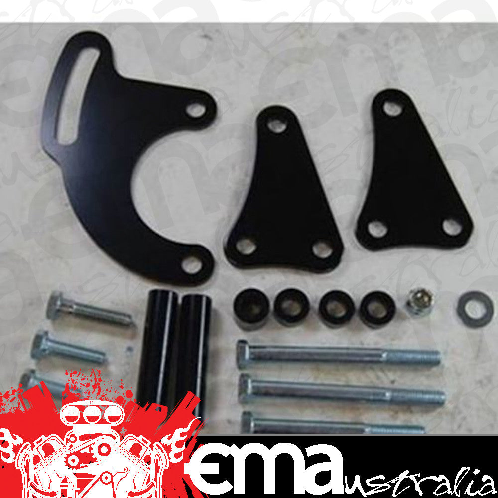 RPC RPCR3831 Saginaw Power Steering Bracket Small Block Chevrolet Long Water Pump Incl Hardware Black