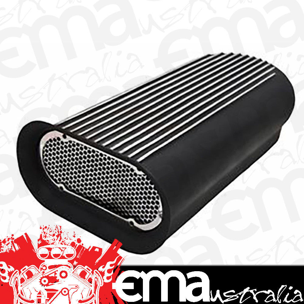 Racing Power Company (RPC) RPCR5233BK RPC Black Alloy Hilborn Style Finned Bonnet Scoop for Dual 4Bbl Carbs