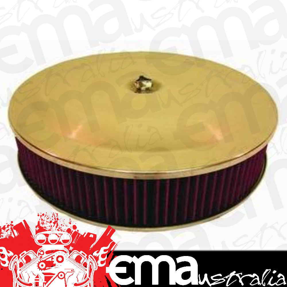 RPC RPCR5285 14" x 4" Air Cleaner Anodised Aluminium Finish w/ Flat Base & Washable Elementfits Single Quad Carburettors w/ 5-1/8" Neck Hardware Not Included