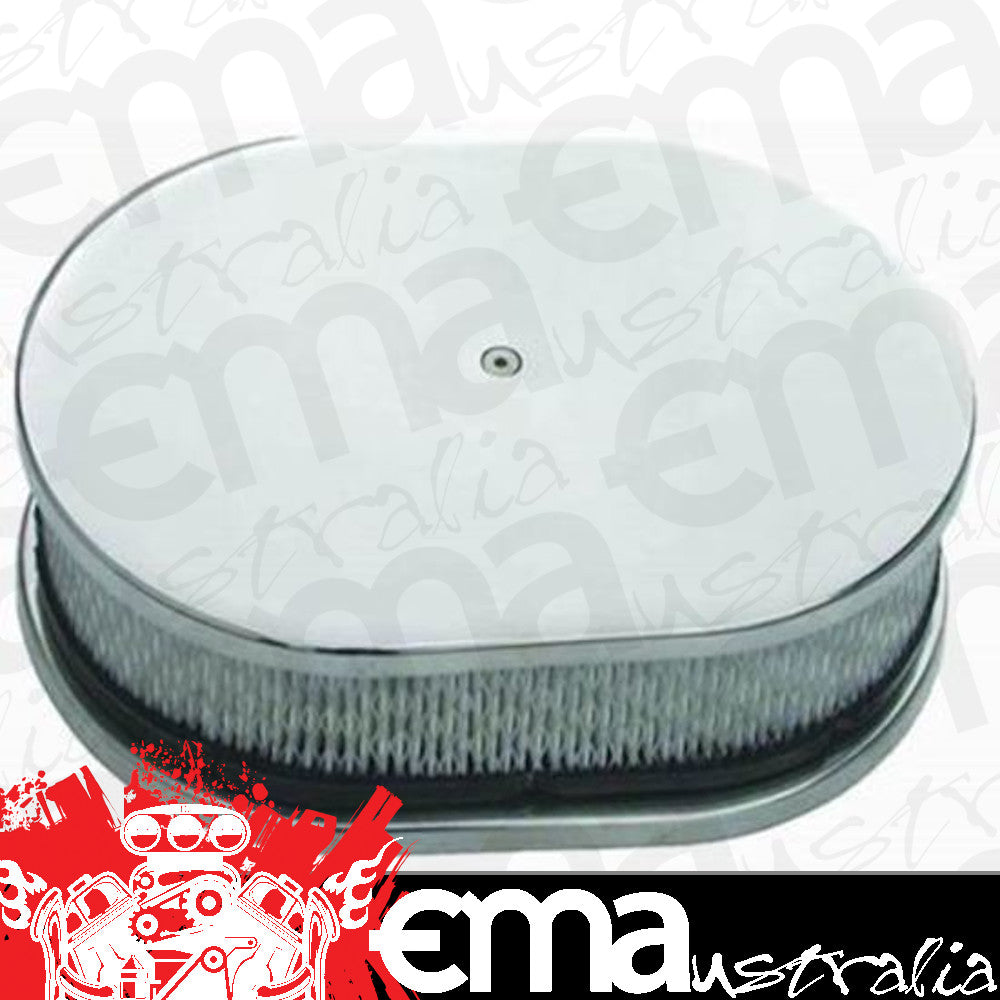 RPC RPCR6020-1 Polished Oval Air Cleaner Assembly 12" x 2" w/ Paper Element