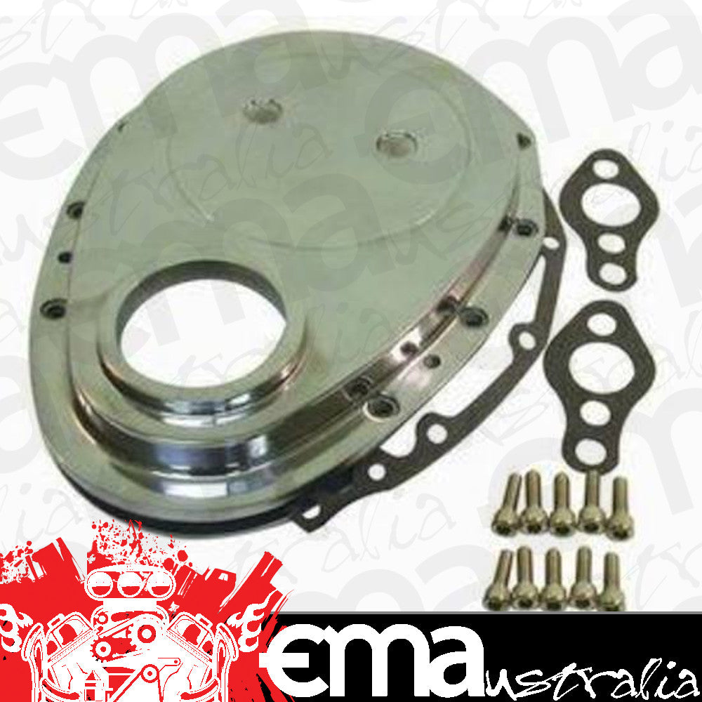 RPC RPCR6040C Chrome Aluminium Timing Cover for SB Chev 283-350 Incl Cover Seal Gaskets & Bolts