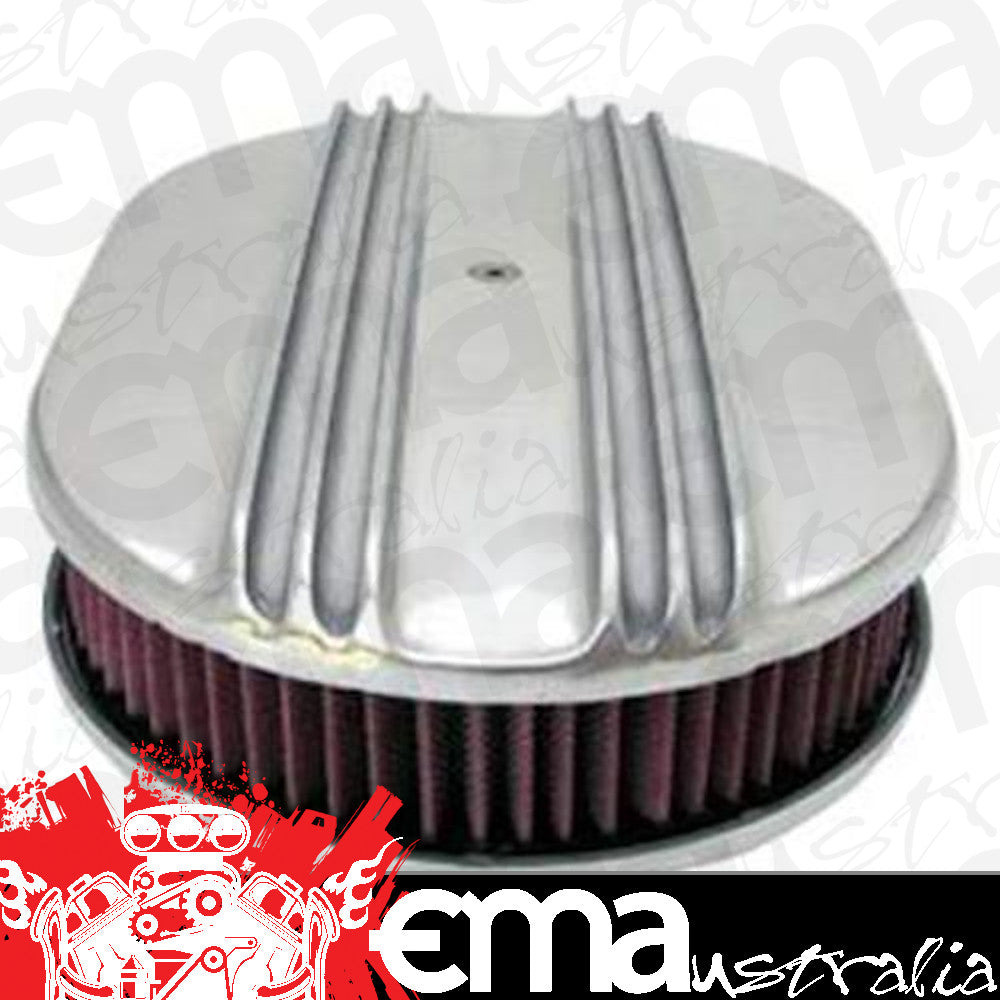 RPC RPCR6321 Nostalgic Oval Air Cleaner 12" x 2" Polished Aluminium Single 4 Bbl