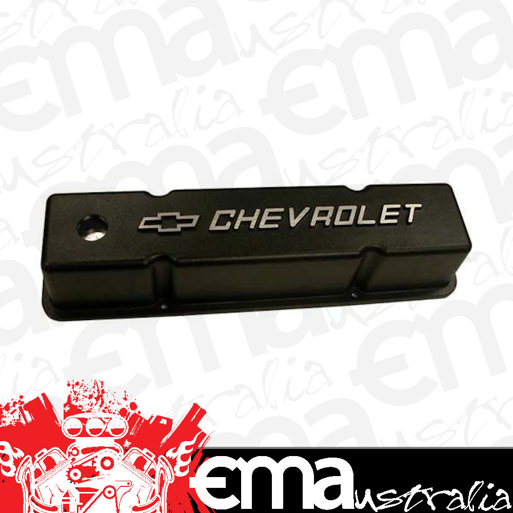 RPC | RPCR6336 | RPC Tall Alloy Valve Covers Black w/ Chev Logo suit Chev SB V8