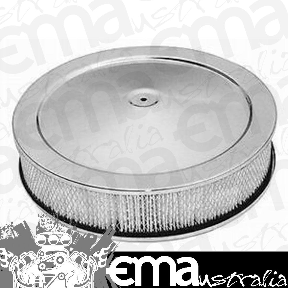 RPC RPCR8000 14" x 3" Chrome Steel Muscle Car Style Air Cleaner Flat Base