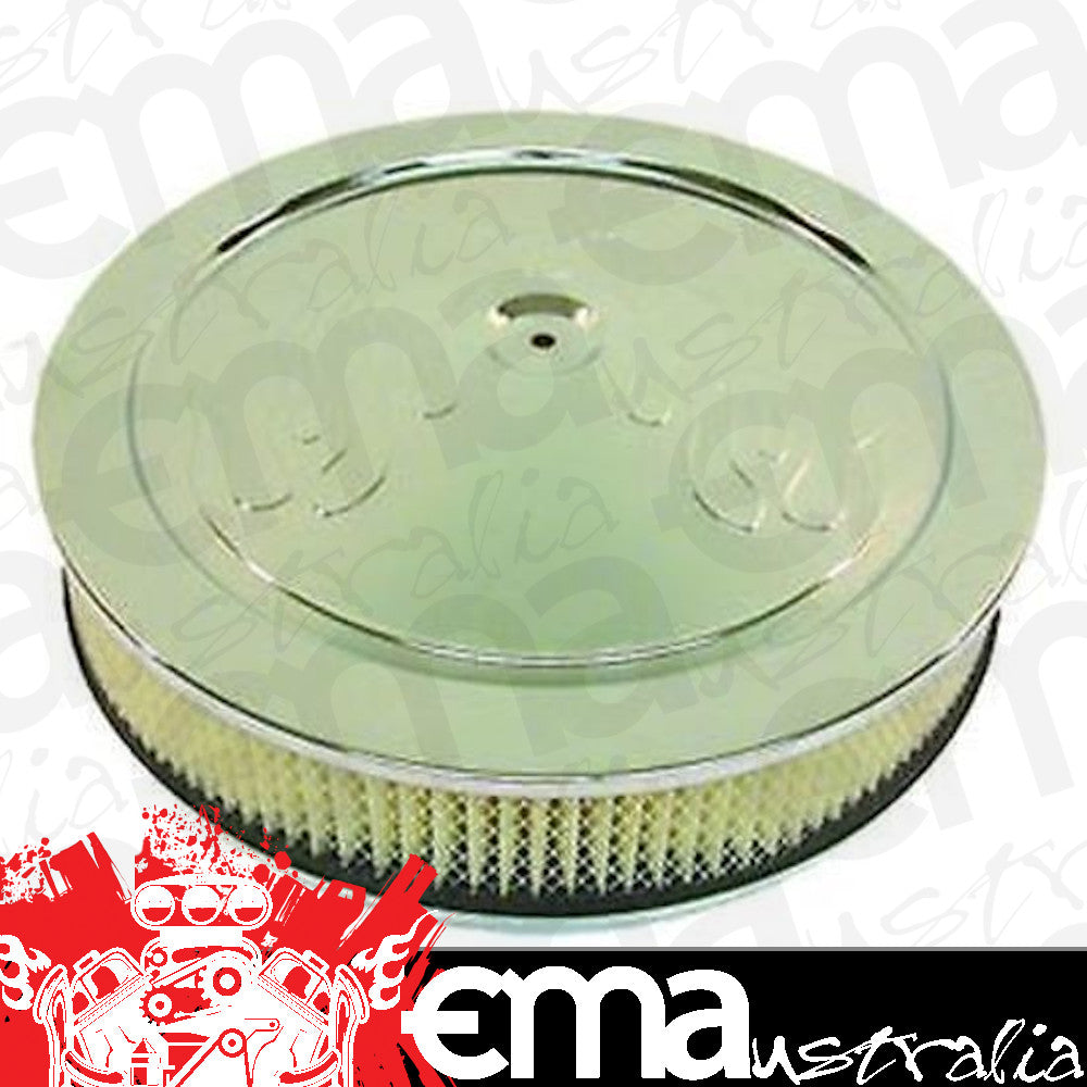 RPC RPCR8196 14x3" Chrome Flamed Muscle Car Style Air Cleaner Flat Base
