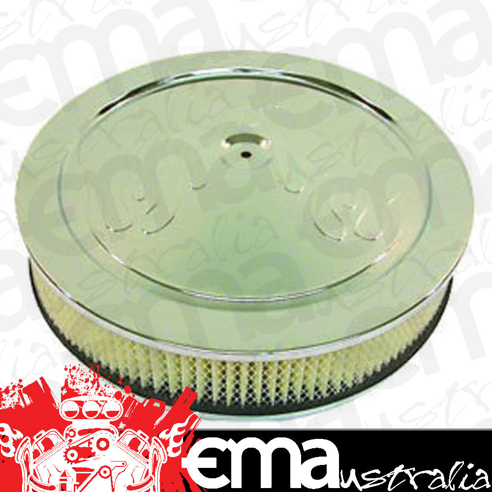 RPC | RPCR8199 | RPC 14x3" S/Steel Flamed Muscle Car Style Air Cleaner Flat Base