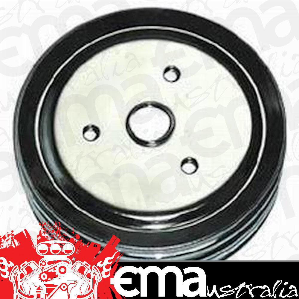 RPC RPCR8963 Chrome Steel Crankshaft Lower Pulley Triple GroOve 7.30" Dia 1.75" Bolt Circle fits 1955-68 SB Chev w/ Short Water Pump
