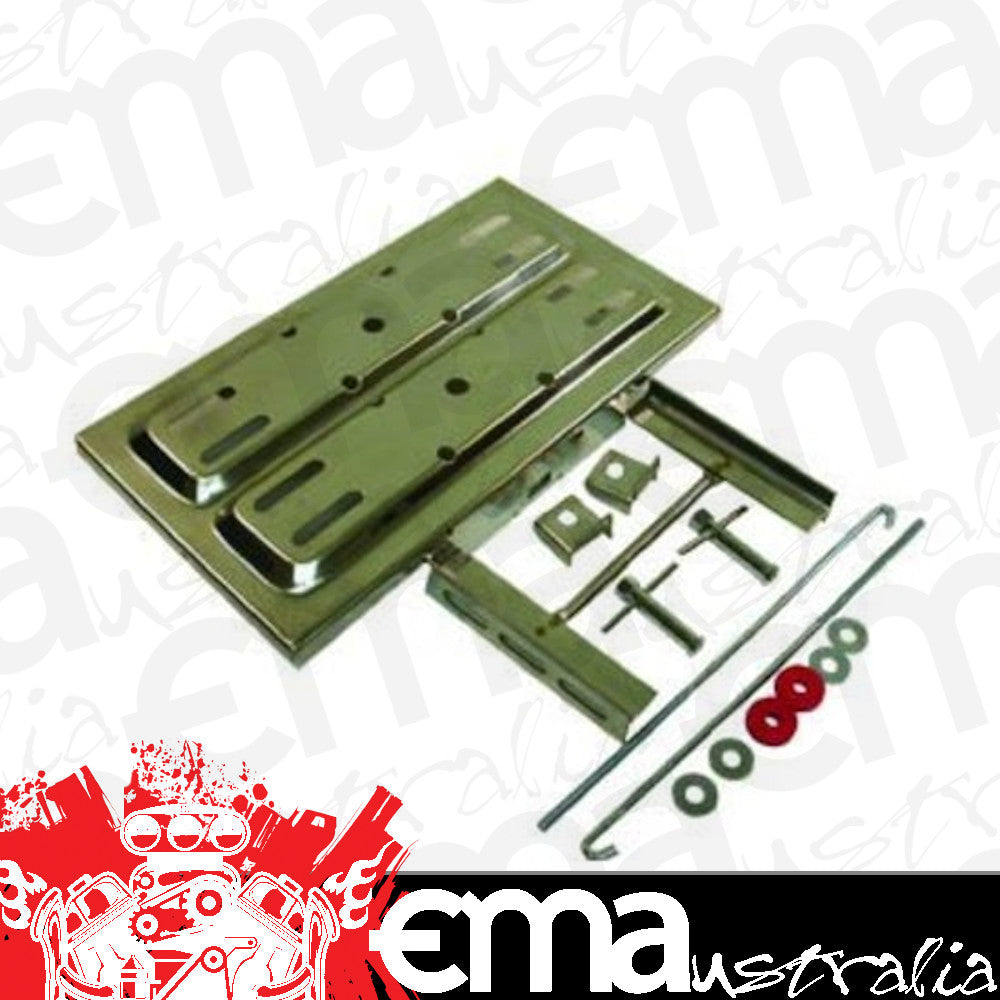 RPC RPCR9323 Stainless Steel Battery Tray Kit 7-1/2" x 13-1/4" Incl Tray & Hold-Downs