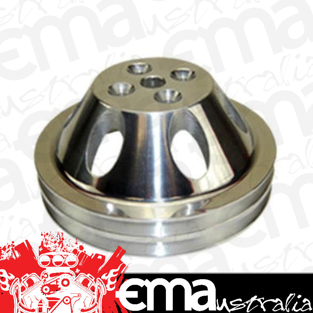 Chev small block 283-350ci V8 1955-'68 RPC Polished Alloy Double V Short Water Pump Pulley SB 283-350 Racing Power Company (RPC) RPCR9479POL