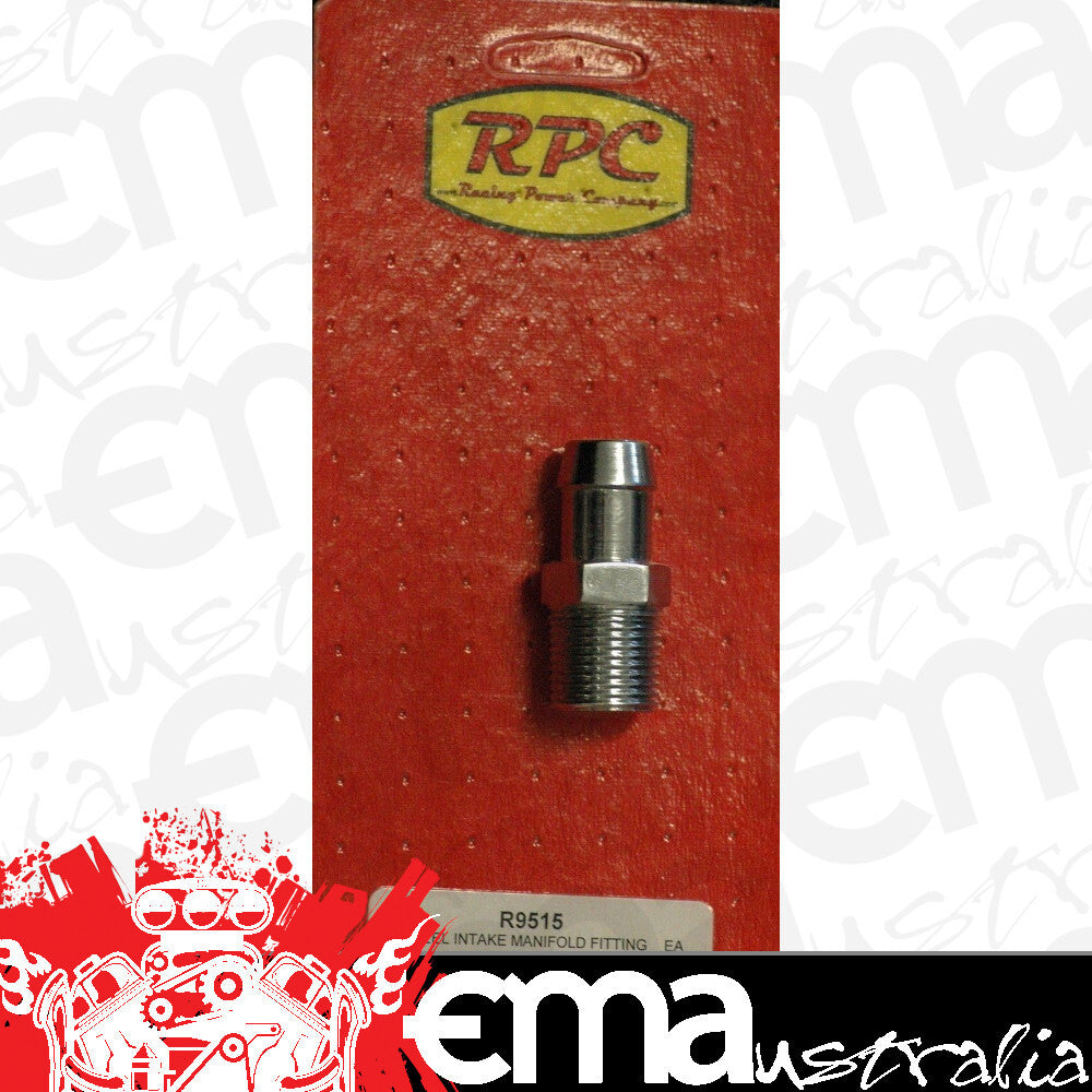 RPC RPCR9515 Racing Power Company Water Pump Fitting Chrome 1/2" NPT to 5/8" Barb