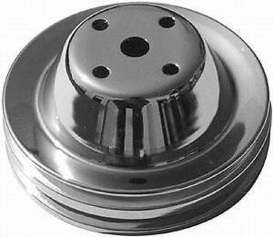 RPC RPCR9605 Chev SB 283-350 Chrome Steel Double V Water Pump Pulley Long Pump
