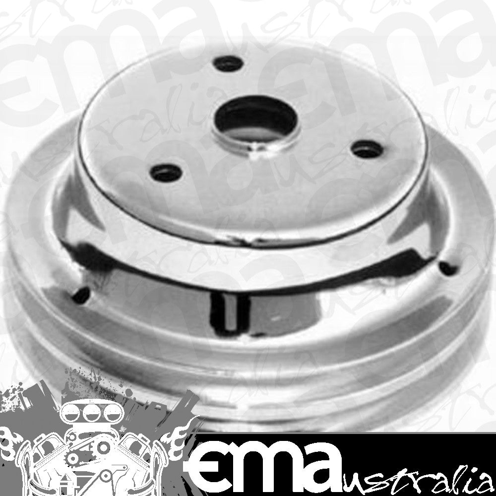 RPC RPCR9607 Chrome Steel Crankshaft Pulley Double GroOve 6.90" Dia 2.30" Bolt Circle fits 1969-85 SB Chev 283-350 w/ Long Water Pump