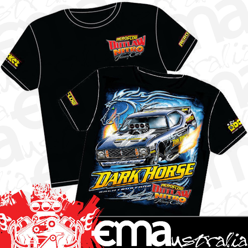 Aeroflow Dark Horse Outlaw Nitro Funny Car T Shirt Youth Large Large (RTDH-YOUTH)