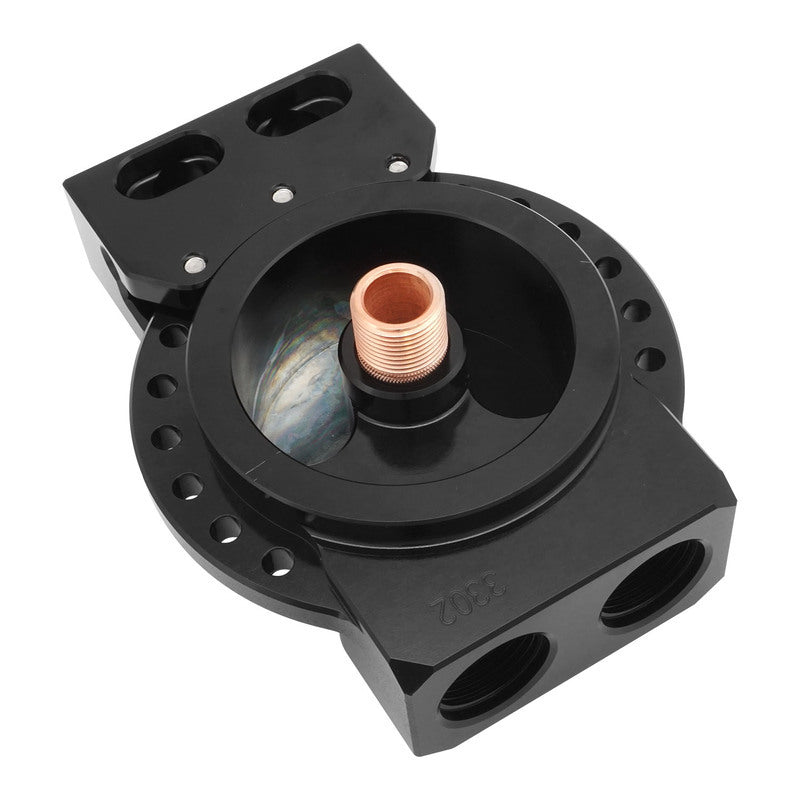 RTS RTS-OM3302 Remote Oil Filter Head 13/16''-16 Thread AN12 ORB Po Adjustable Bracket Billet Aluminium Black