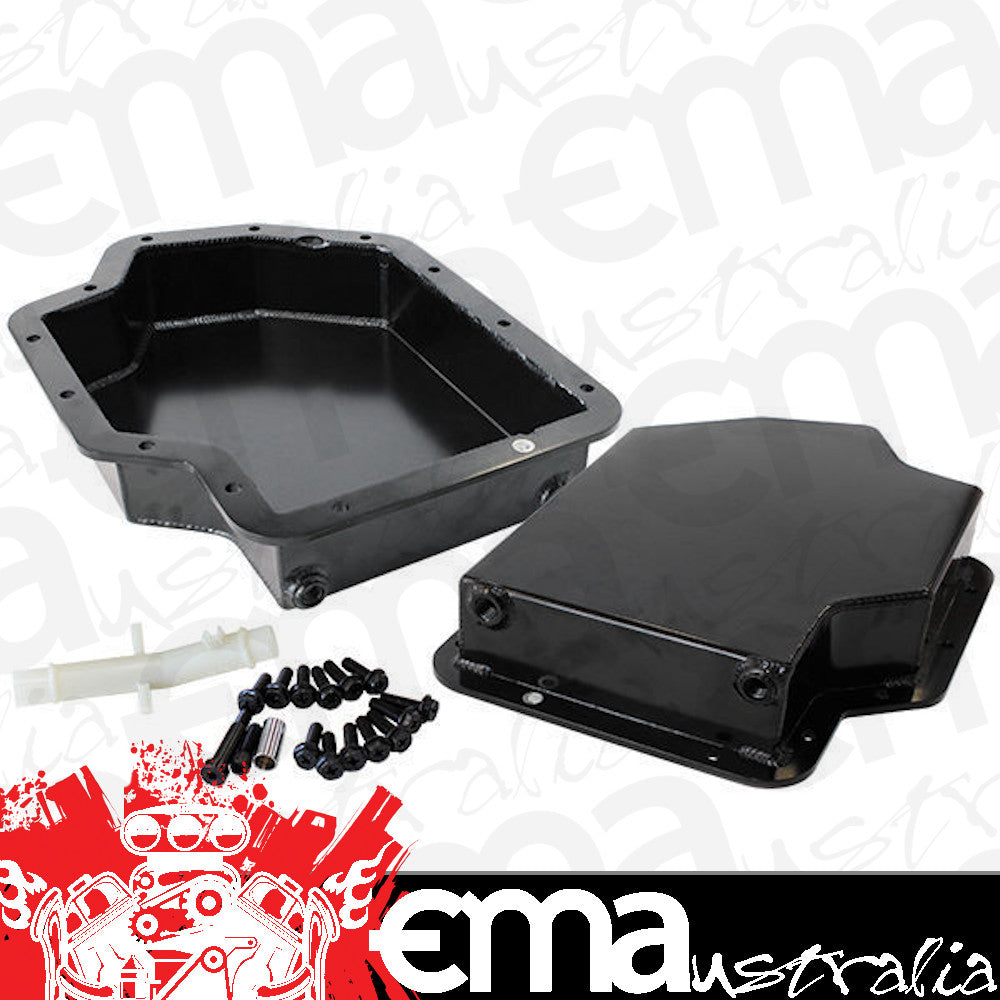 Aeroflow AF72-3001BLK Th400 3" Deep Fabricated Transmission Pan Inc Filter Extensi