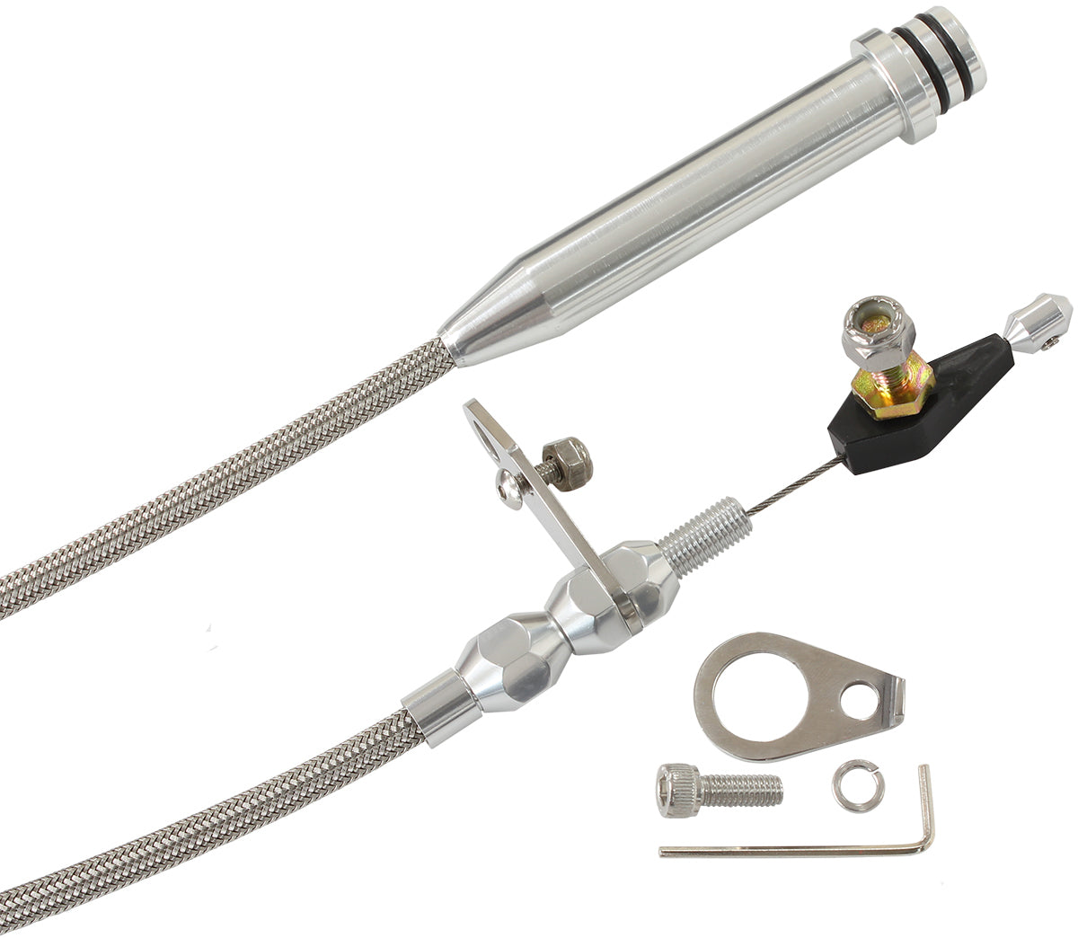 Kickdown Cable With Stainless Steel Cover & Chrome Ends (Suit GM TH700 & Early 4L60E Transmission)