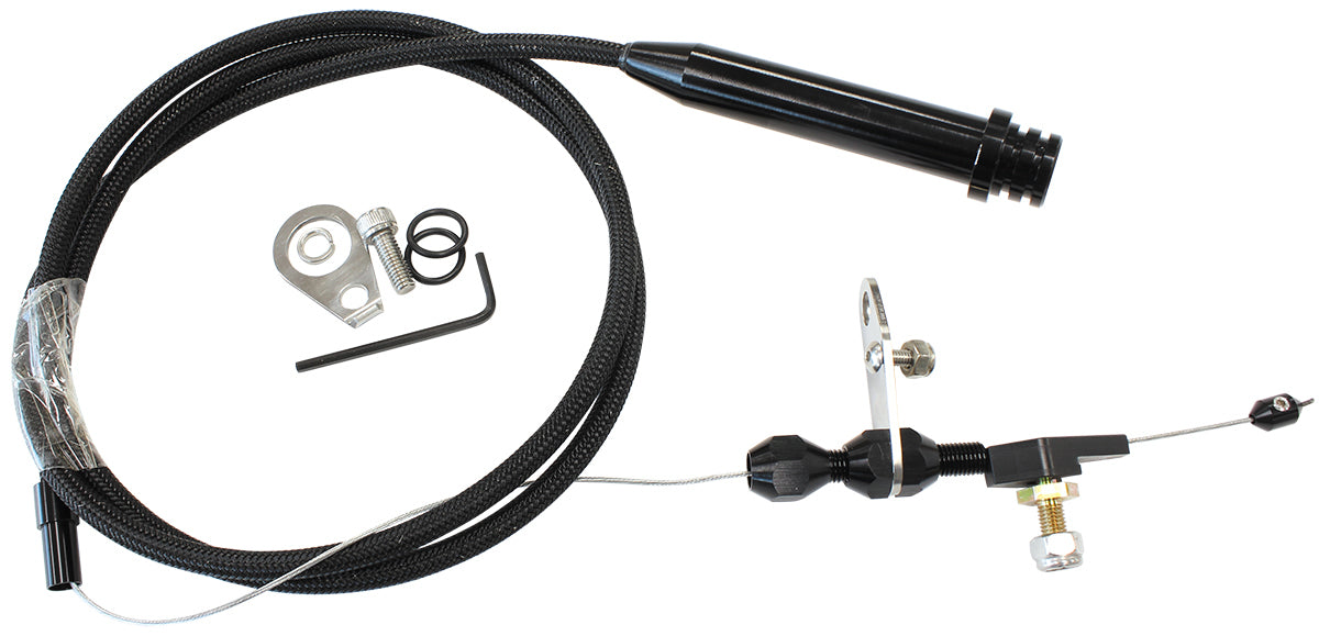 Kickdown Cable With Black Stainless Steel Cover & Black Ends (Suit GM TH700 & Early 4L60E Transmission)