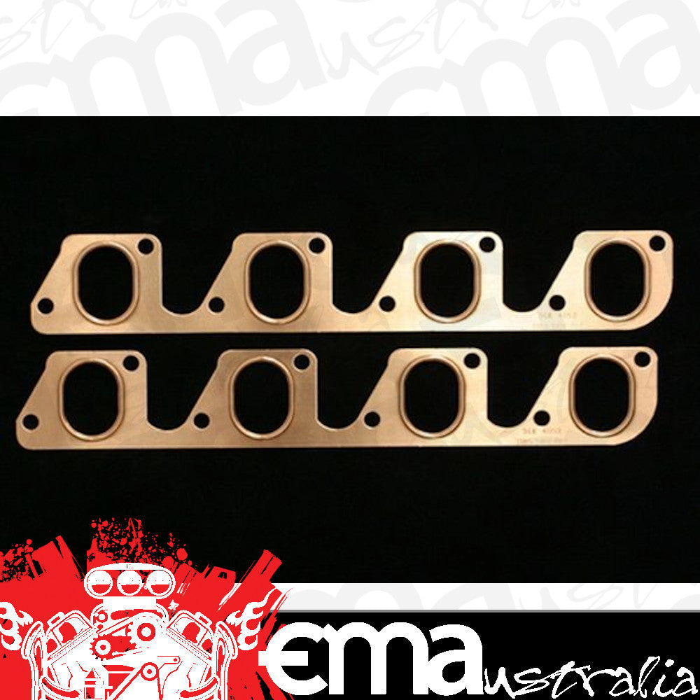 SCE Gaskets SCE-4052 Pro Copper Embossed Exhaust Gaskets Ford 302-351C 2V 1.350" x 1.875