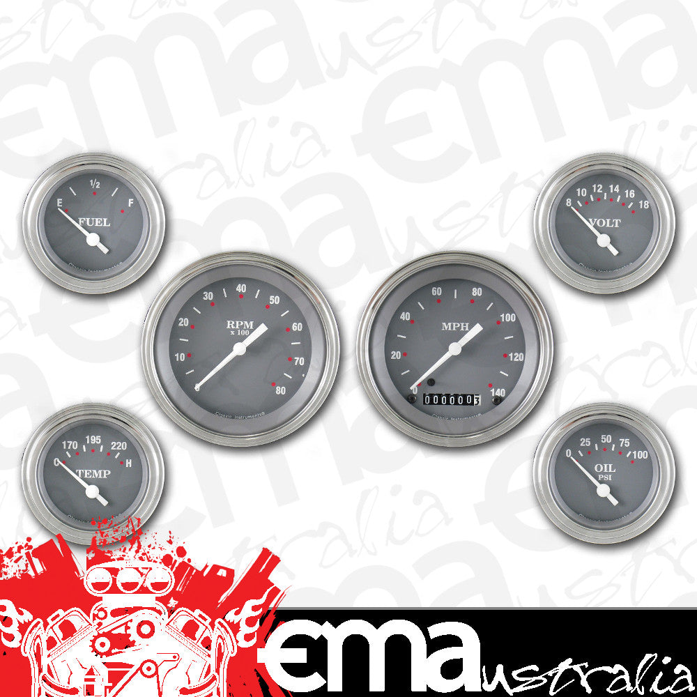 Classic Instruments SG01SLF SG - 6 Gauge Set 3-3/8" Speedo & Tacho, 2-1/18" Fuel, Oil, Temp, Volts
