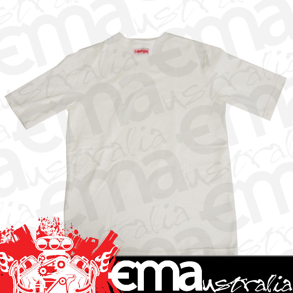 Simpson SI20100M Soft Knit Nomex Short Sleeve Underwear Top Medium White SFI 3.3