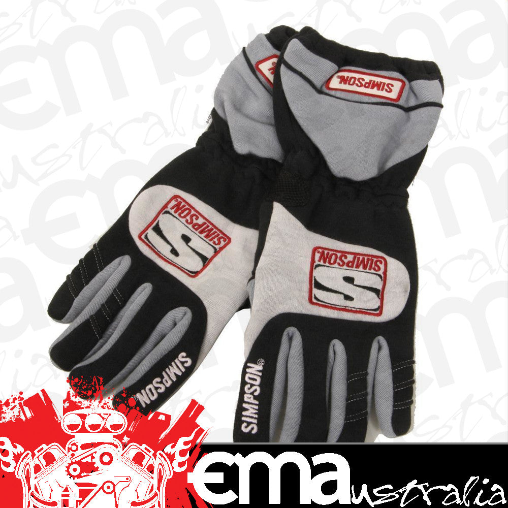 Simpson SI20400MK V-Grip GlOve Nomex/Leather SFI 3.3/5 Size Medium Black