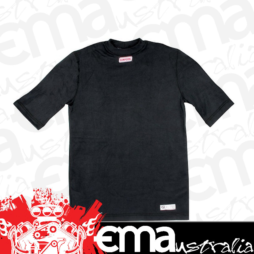 Simpson SI20602M Carbonx Underwear Medium Black Top Crew Neck Short Sleeve SFI ApprOved