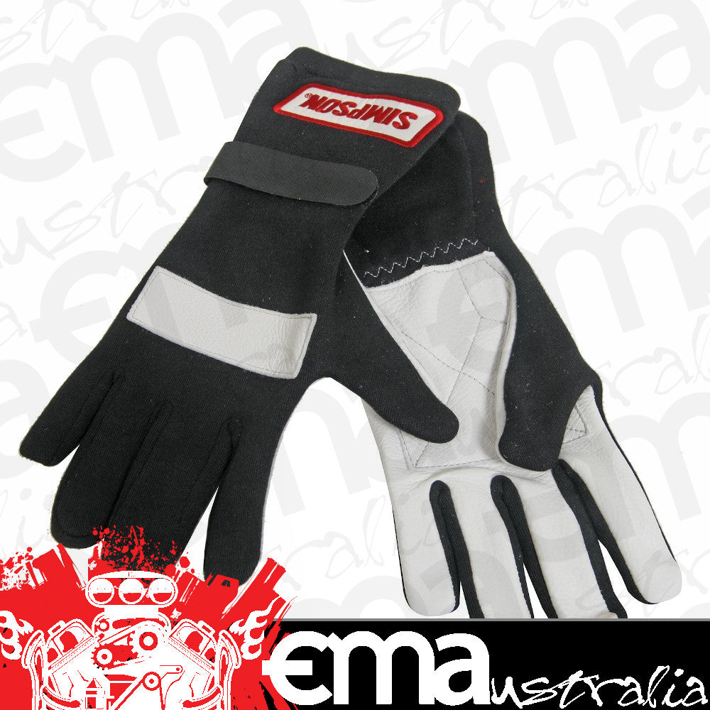 Simpson SI21100xL Posigrip Driving GlOves SFI Nomex/Leather Size x-Large Black