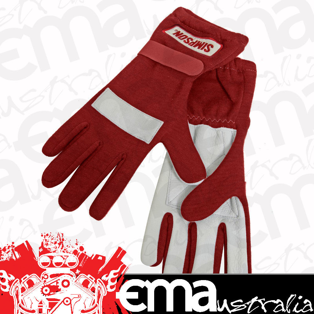 Simpson SI21100XLR Posigrip Driving GlOves SFI Nomex/Leather Size xLarge Red