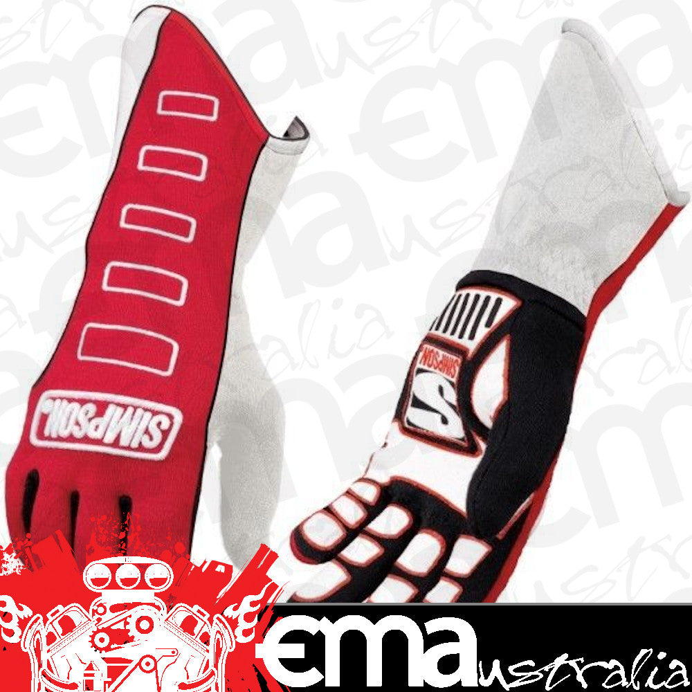 Simpson SI21300LR Competitor Nomex Driving GlOves SFI 3.3/5 Size Large Red